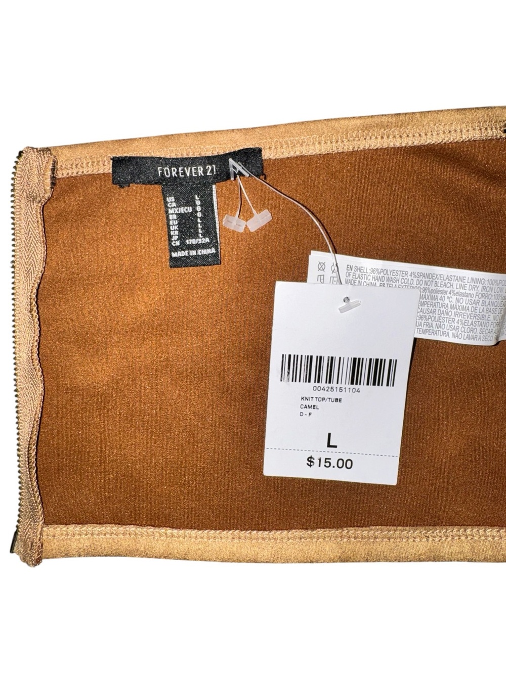 Forever 21 Tan Faux Suede Strapless Corset Crop Top, L - Picture 5 of 5